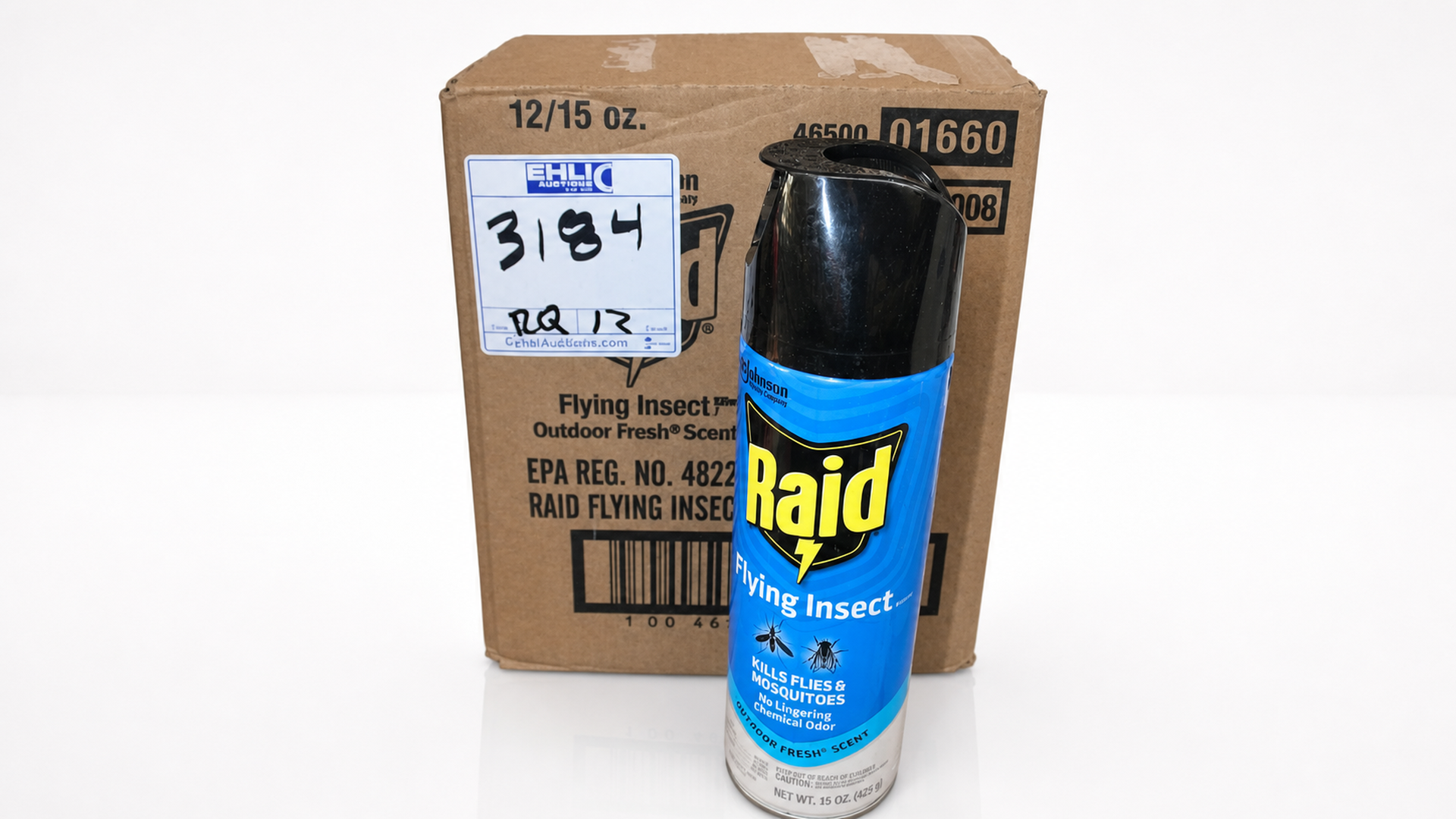 Auction 1956 lot 3184 12 15 oz Cans of Raid Flying Insect Killer