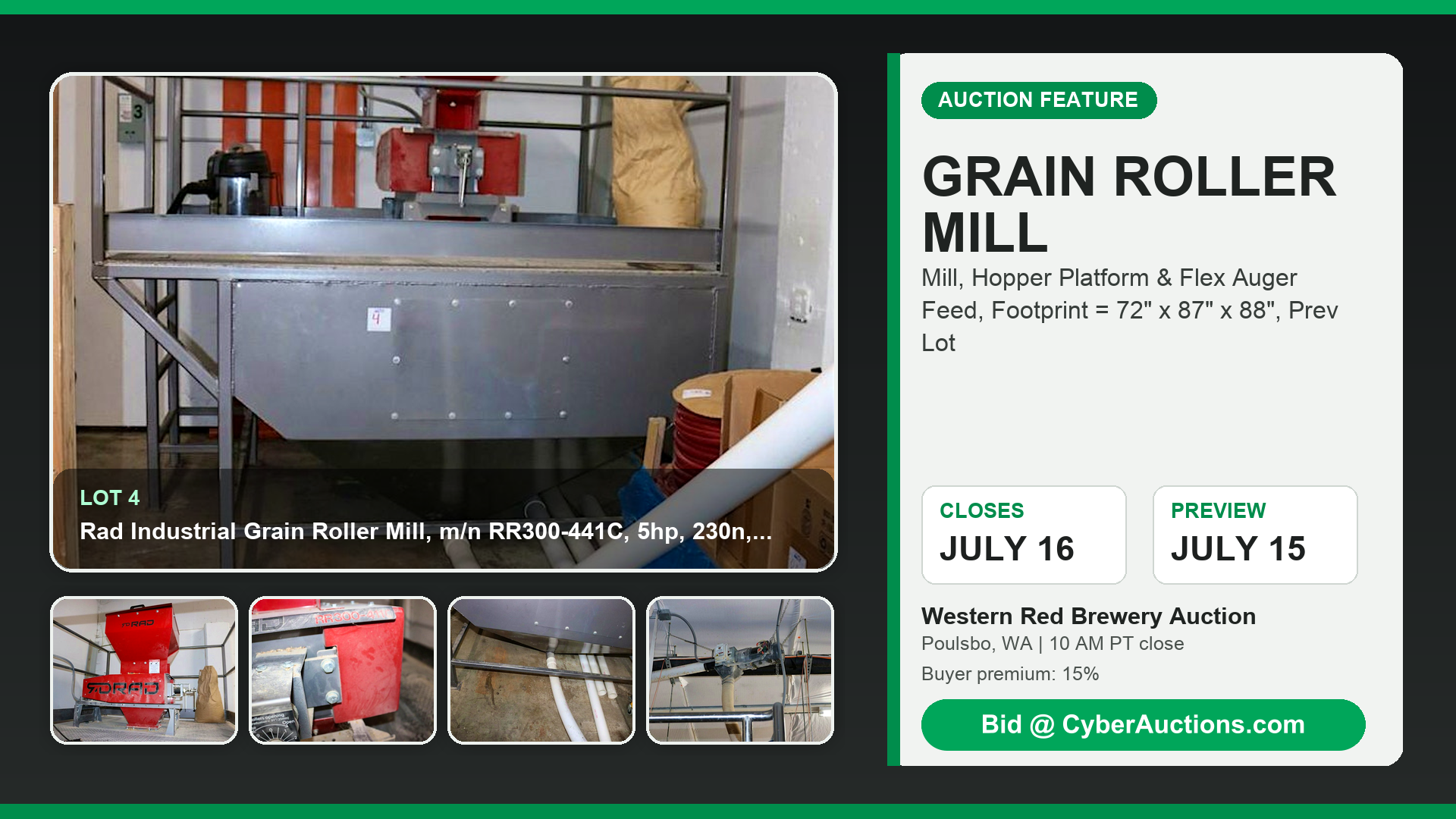 Lot 004 grain roller mill ad 16x9